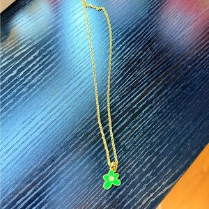 Golf Wang Green Flower Necklace with Gold Plated Chain